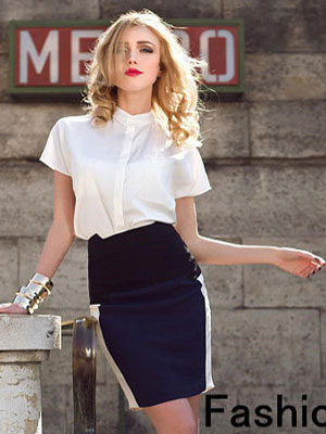 Lady short shirts fashion style work clothes