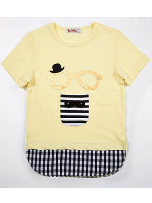 Children's glitter print cotton shirt with woven hem